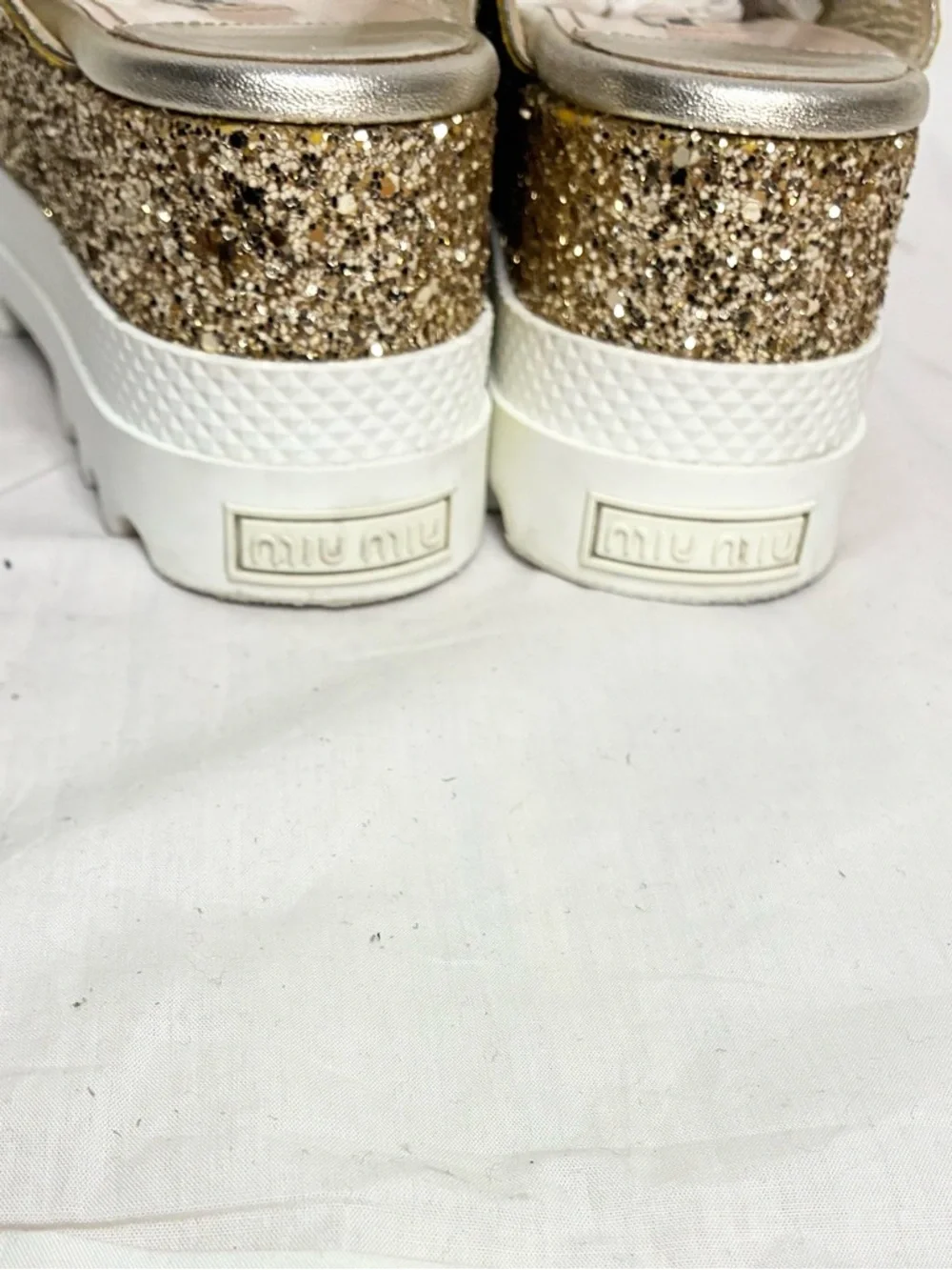 Miu Miu Sparkle Platform Sandals - Picture 6 of 14
